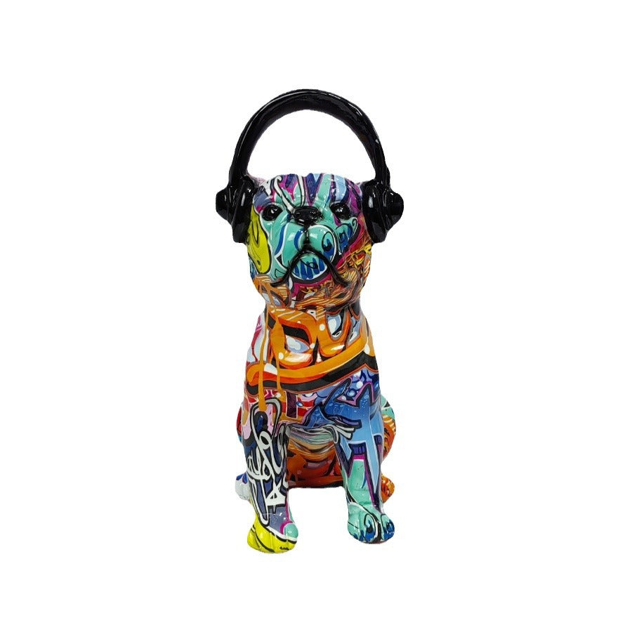 Creative Bulldog Sculpture with Headphones | Thrascher