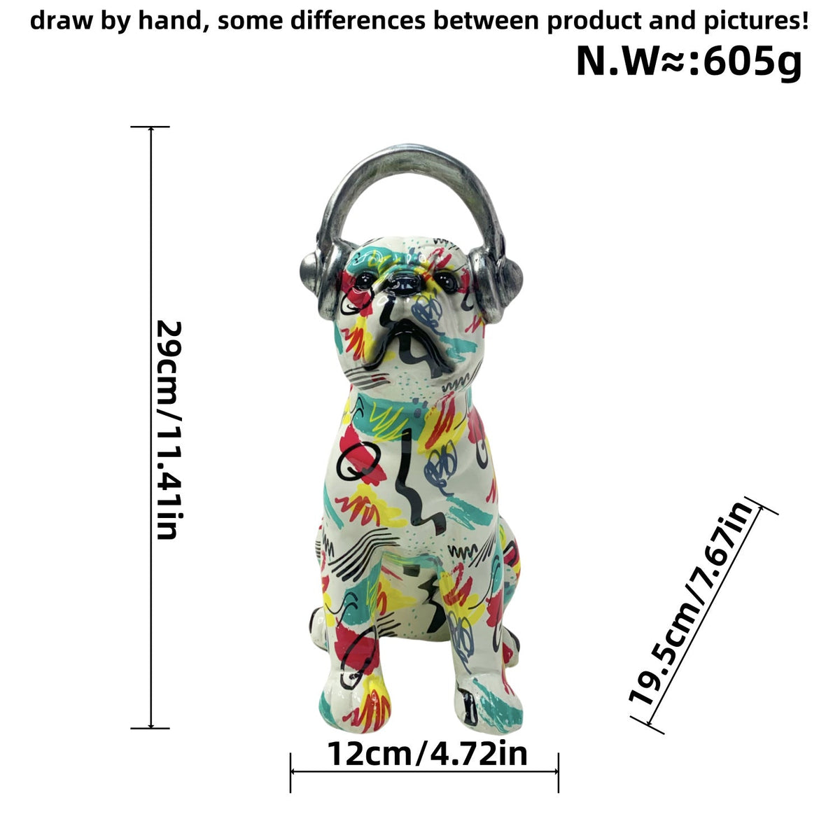 Creative Bulldog Sculpture with Headphones | Thrascher