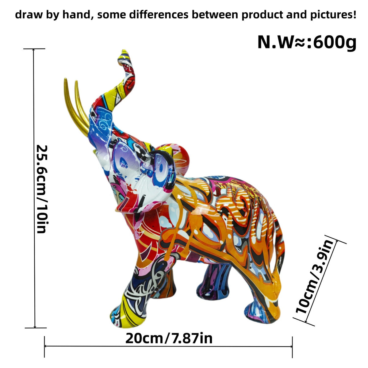 Creative Elephant Figurine with Colorful Design | Thrascher