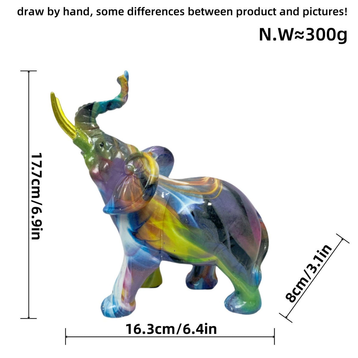 Creative Elephant Figurine with Colorful Design | Thrascher