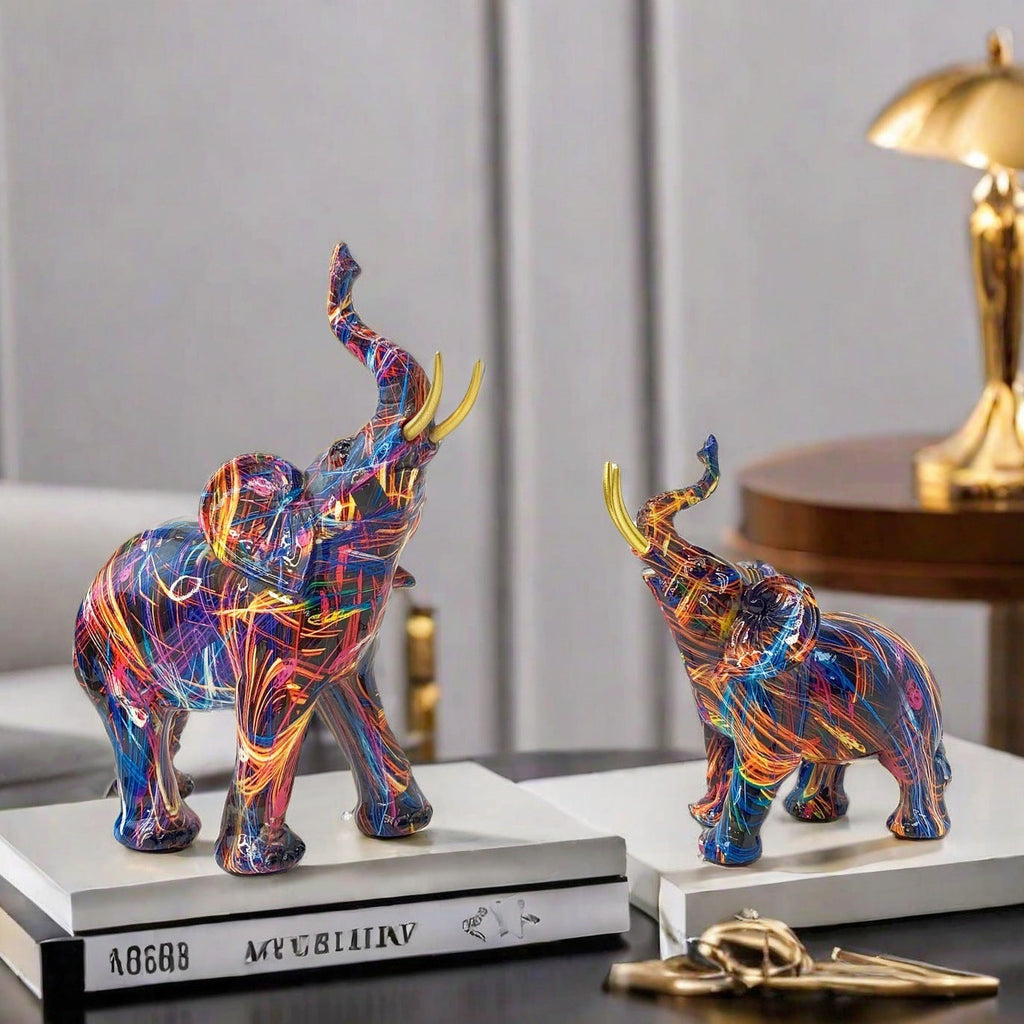 Creative Elephant Figurine with Colorful Design | Thrascher