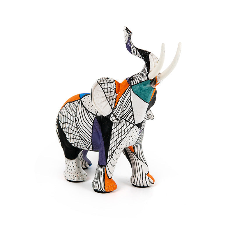 Creative Elephant Figurine with Colorful Design | Thrascher
