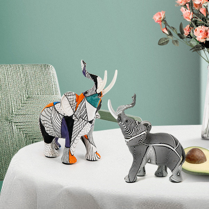 Creative Elephant Figurine with Colorful Design | Thrascher