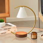 Crescent Arc Table Lamp with Leather Base | Thrascher