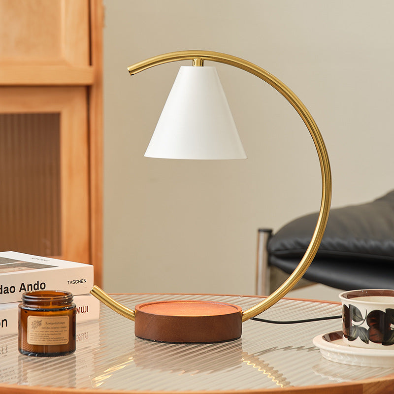 Crescent Arc Table Lamp with Leather Base | Thrascher