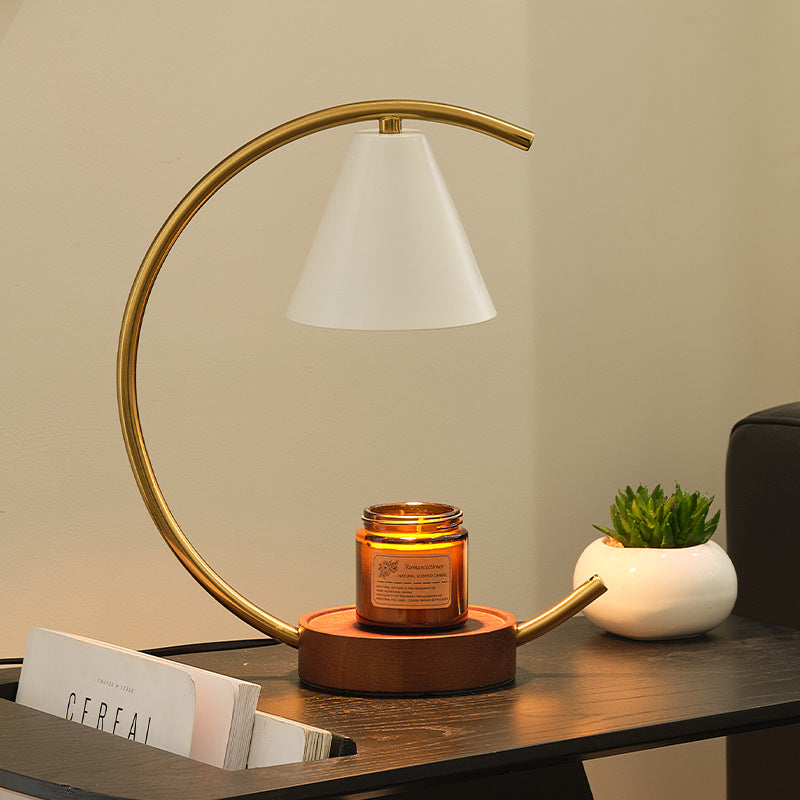 Crescent Arc Table Lamp with Leather Base | Thrascher