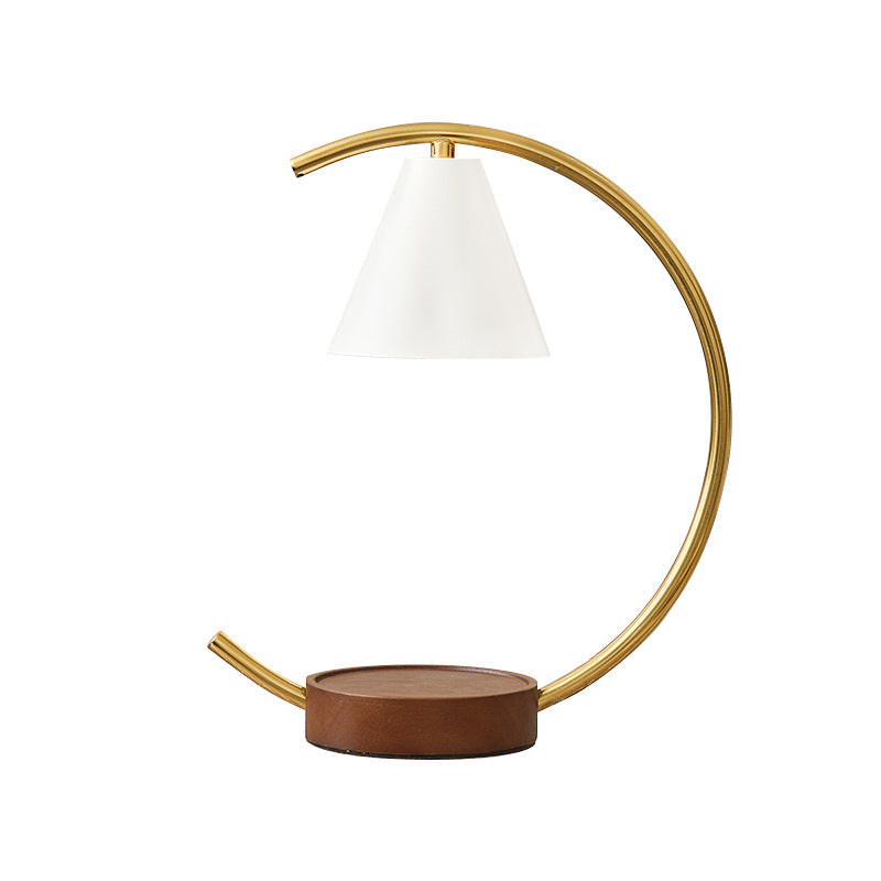 Crescent Arc Table Lamp with Leather Base | Thrascher