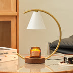 Crescent Arc Table Lamp with Leather Base | Thrascher