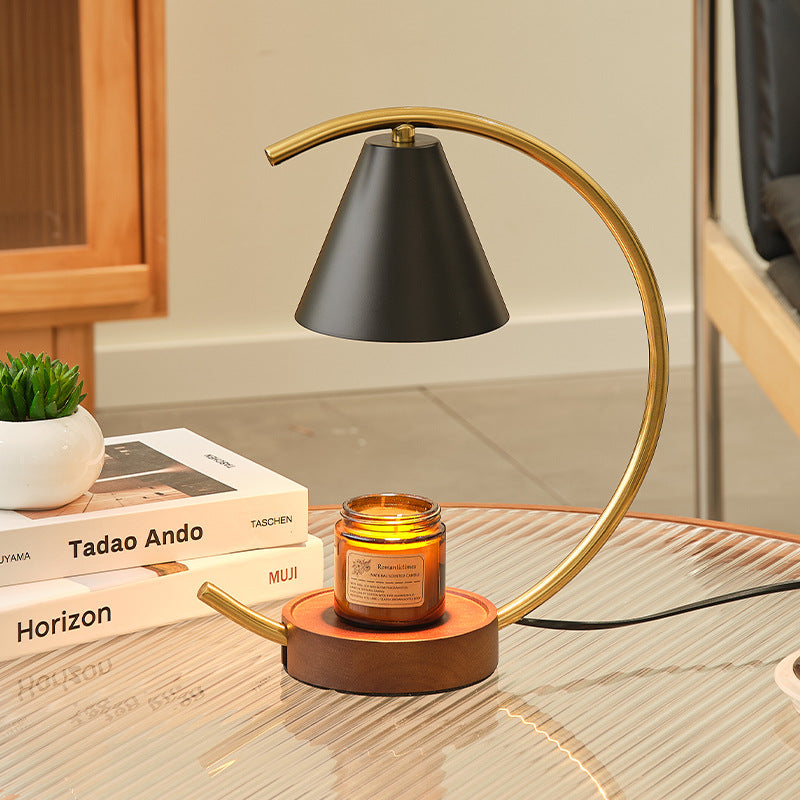 Crescent Arc Table Lamp with Leather Base | Thrascher
