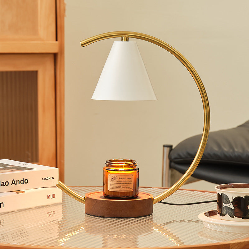 Crescent Arc Table Lamp with Leather Base | Thrascher