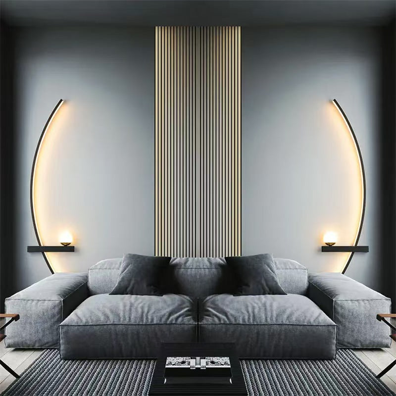 Curved LED Ambient Wall Lamp with Integrated Shelf | Thrascher