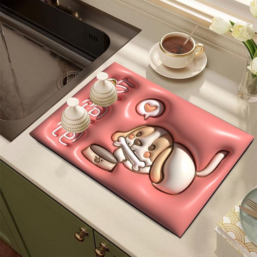Cute Cartoon Dog-Themed Kitchen Mat | Thrascher