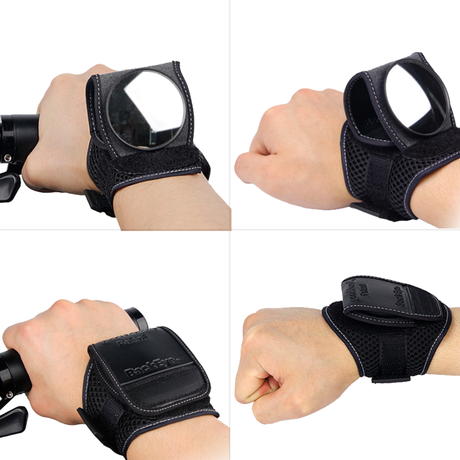 Cycling Wrist Mirror with Adjustable Hook-and-Loop Strap and Pocket, view 6