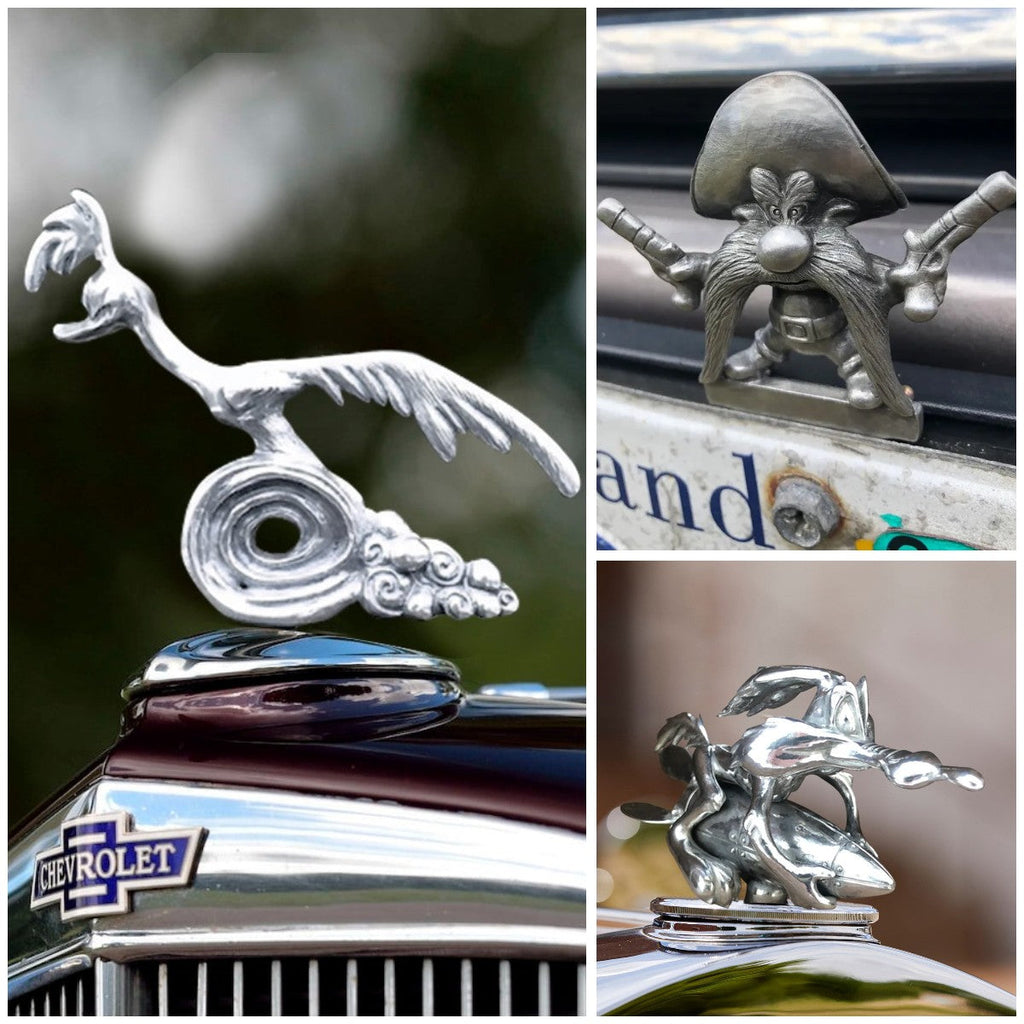 Road Runner Car Hood Ornament, Chrome-Plated Lead-Free Tin, 4 x 4 Inches