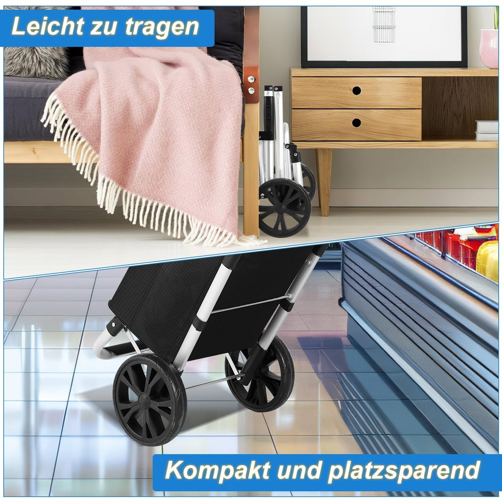 Foldable Shopping Trolley, 40 L, 1680D Oxford Fabric and Aluminum