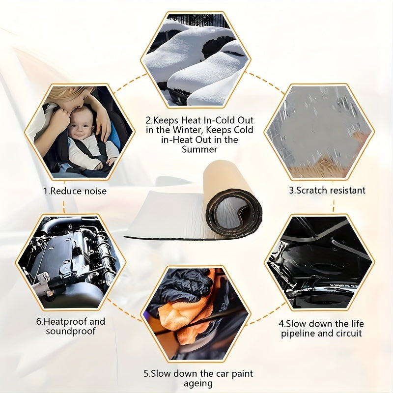 Self-Adhesive Car Hood Sound Insulation Foam, Rubber Composite, 5 mm and 10 mm