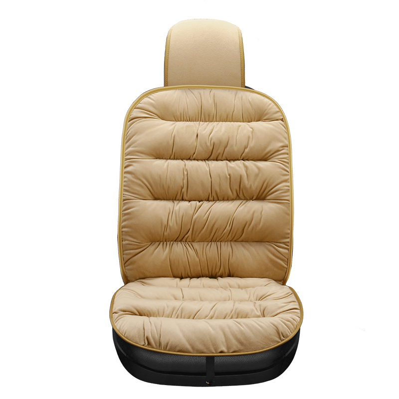 Quilted Short Plush Car Seat Cushion Pad with Headrest Cover, 19.1 x 40.6 in