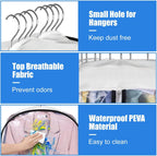 Clear PEVA Gusseted Garment Storage Bags with Side Zipper, 3-Pack