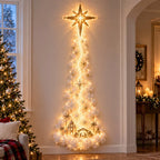 Christmas Wall Decoration with Warm Golden Lights and Winter Details