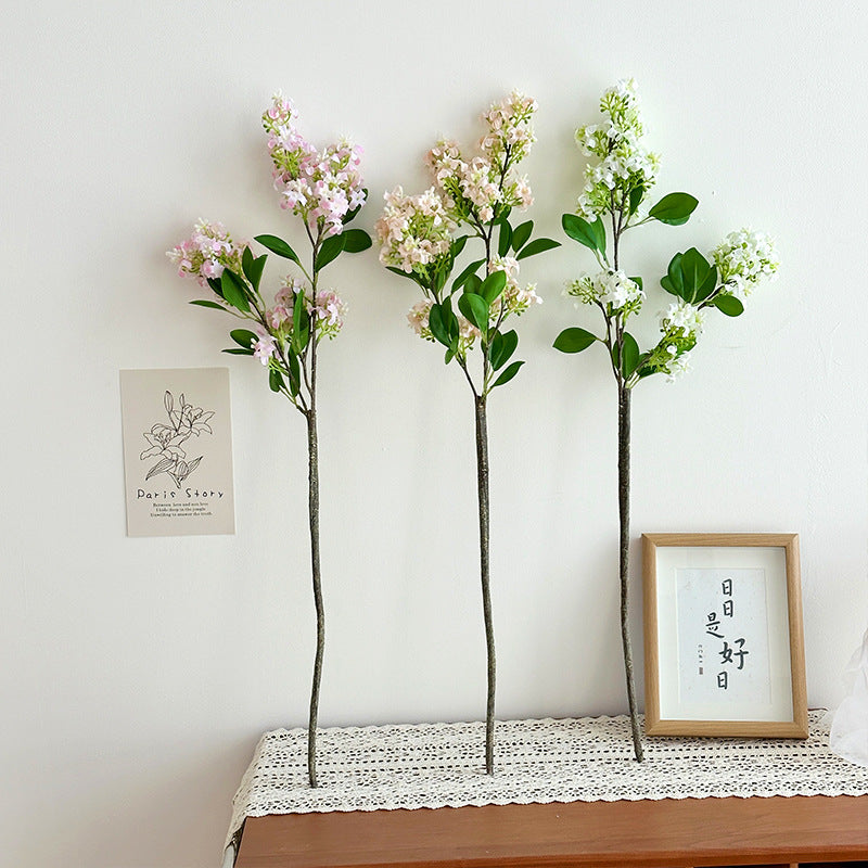 Decorative Artificial Flower Branch Light Lilac White | Thrascher
