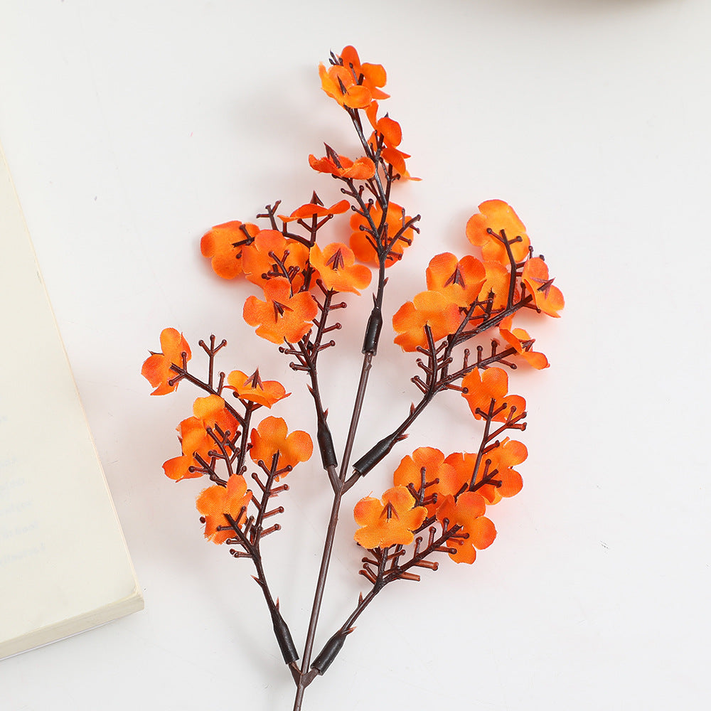 Decorative Artificial Flower Branch White Orange | Thrascher