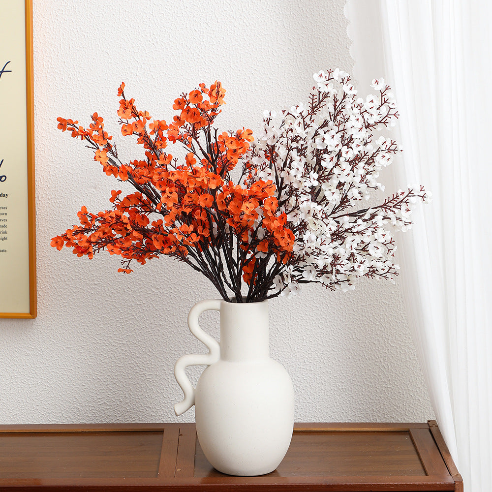 Decorative Artificial Flower Branch White Orange | Thrascher