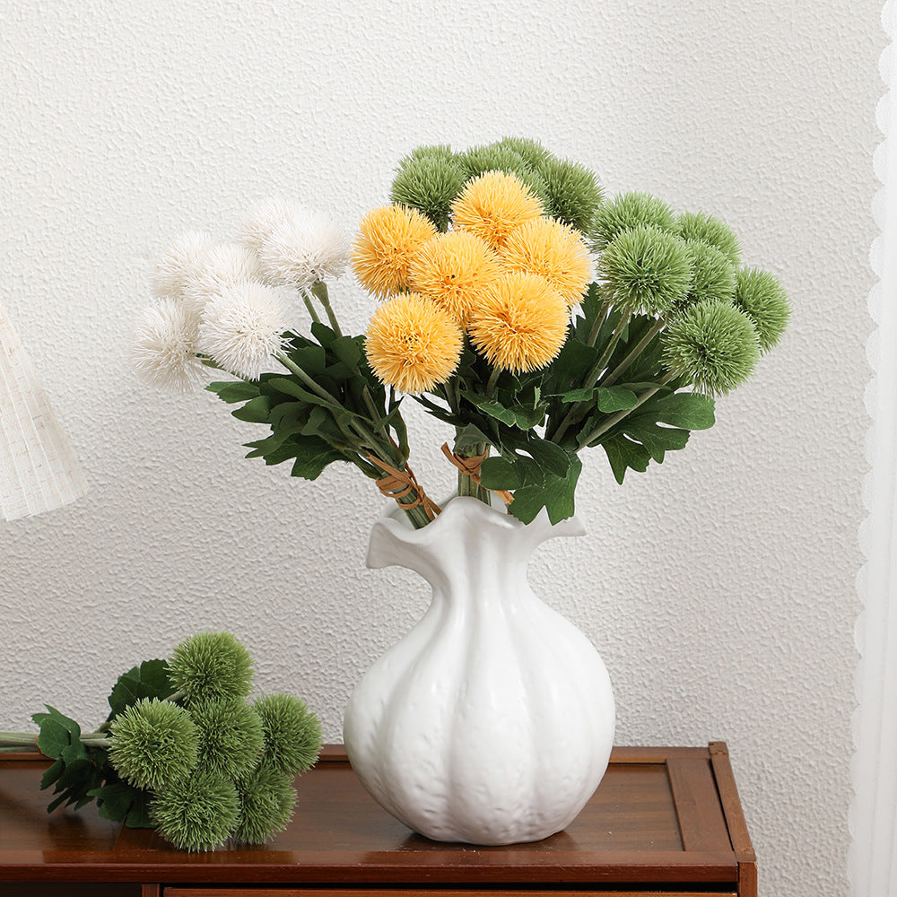 Decorative Artificial Flowers Green Yellow | Thrascher