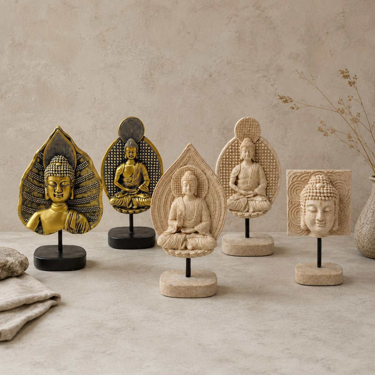 Decorative Buddha Statue Soft Textile Cast Resin | Thrascher