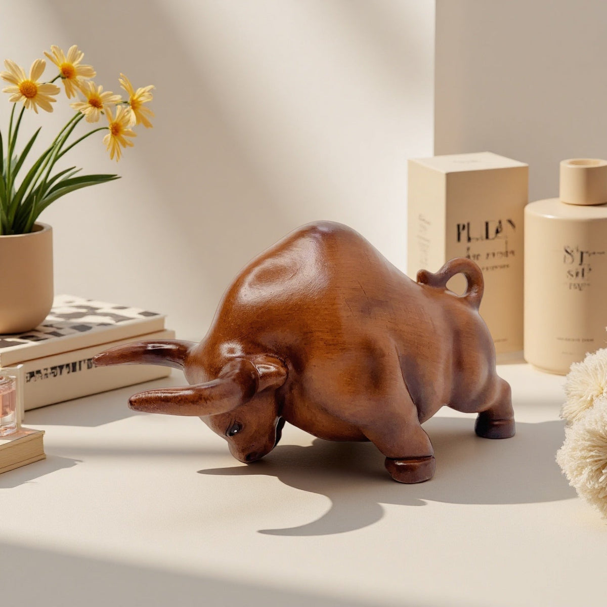 Decorative Bull Figure made of High-Quality Synthetic Resin | Thrascher