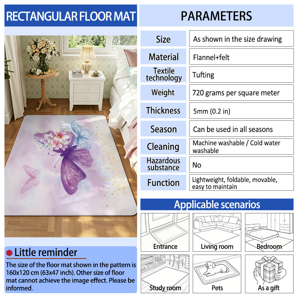 Decorative Butterfly Print Area Rug | Thrascher