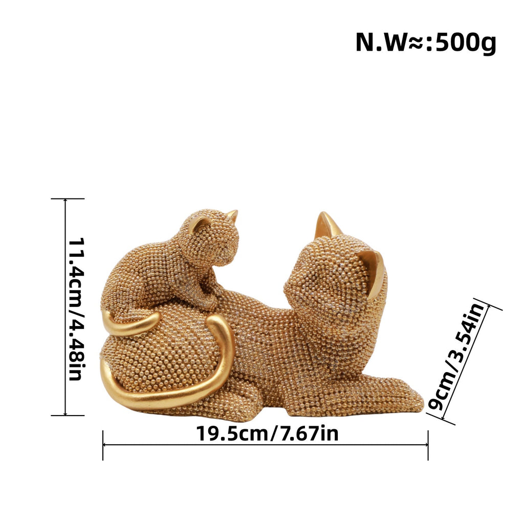 Decorative Cat Figurine Silver Black | Thrascher