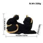 Decorative Cat Figurine Silver Black | Thrascher
