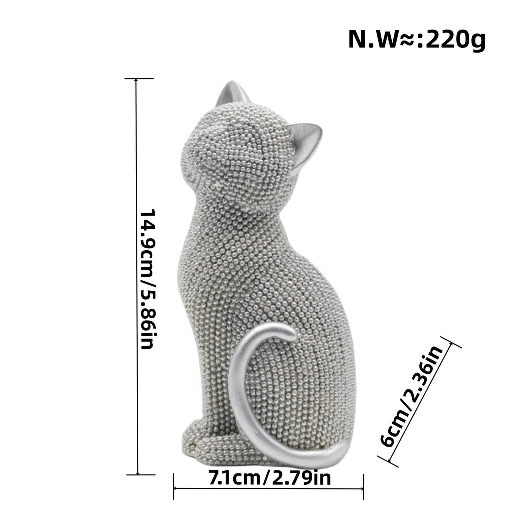 Decorative Cat Figurine Silver Black | Thrascher