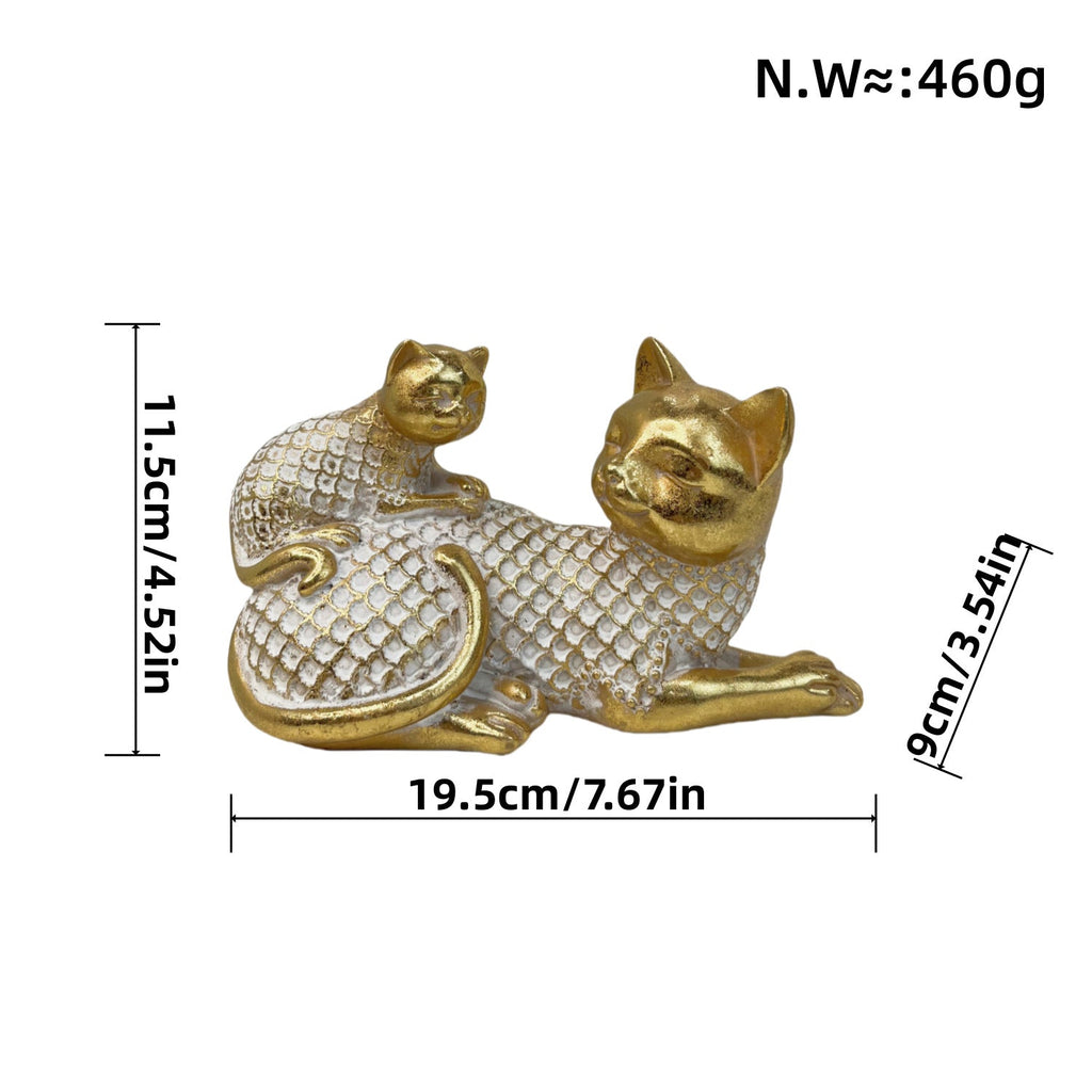 Decorative Cat Figurine Silver Black | Thrascher