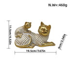 Decorative Cat Figurine Silver Black | Thrascher