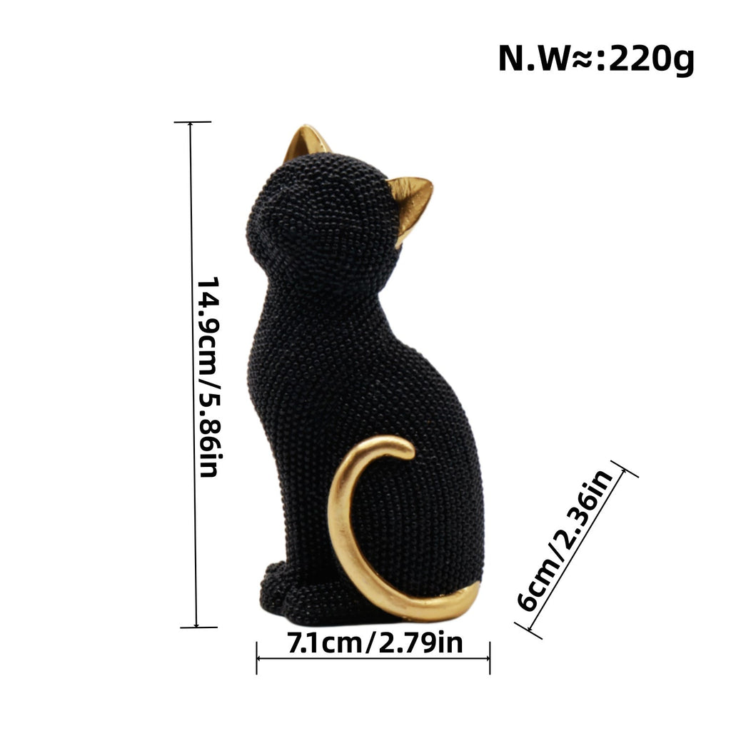Decorative Cat Figurine Silver Black | Thrascher