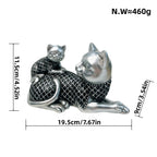 Decorative Cat Figurine Silver Black | Thrascher
