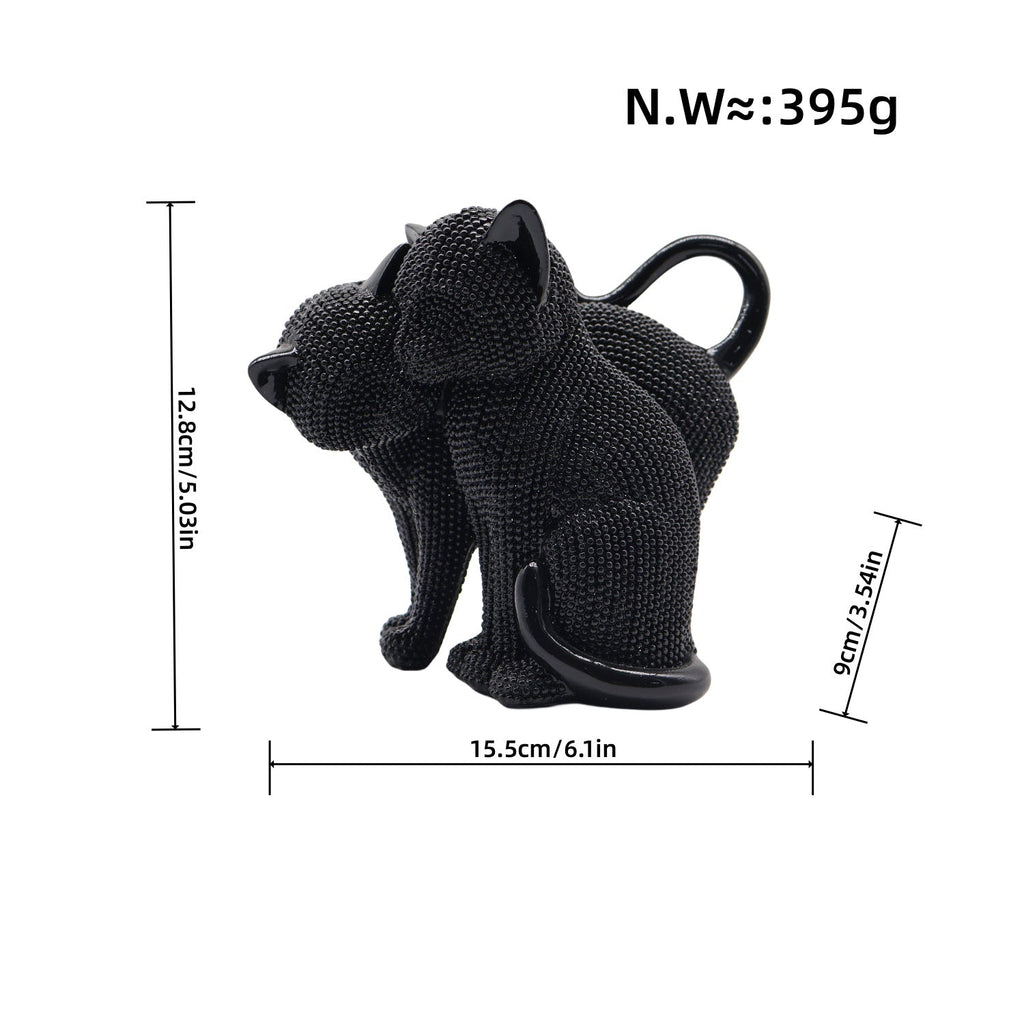Decorative Cat Figurine Silver Black | Thrascher