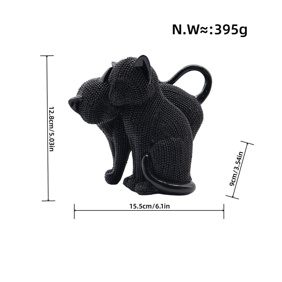 Decorative Cat Figurine Silver Black | Thrascher