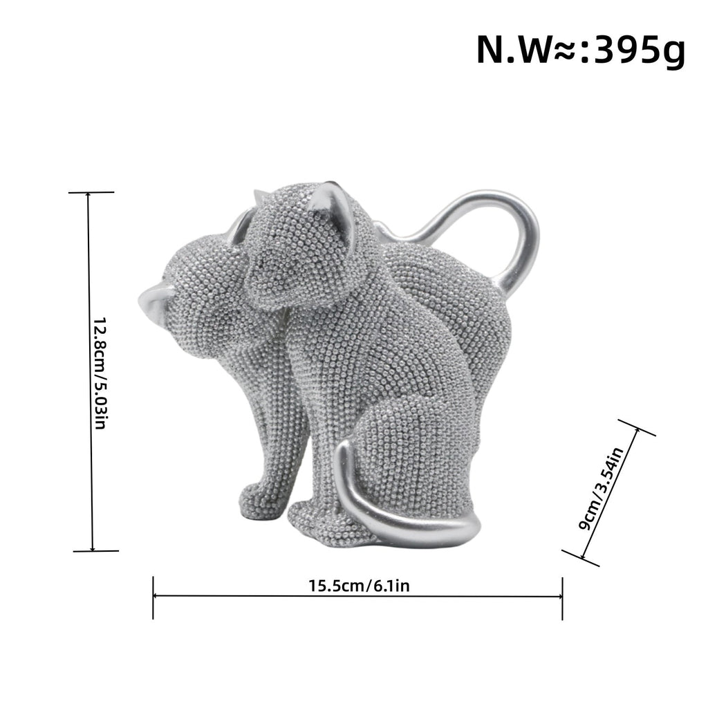 Decorative Cat Figurine Silver Black | Thrascher