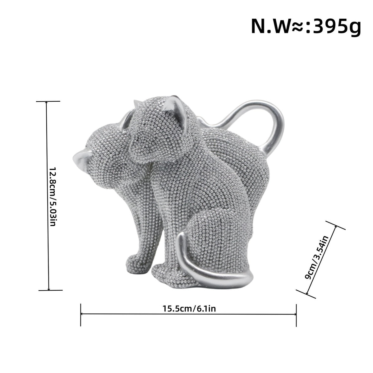 Decorative Cat Figurine Silver Black | Thrascher