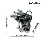 Decorative Cat Figurine Silver Black | Thrascher
