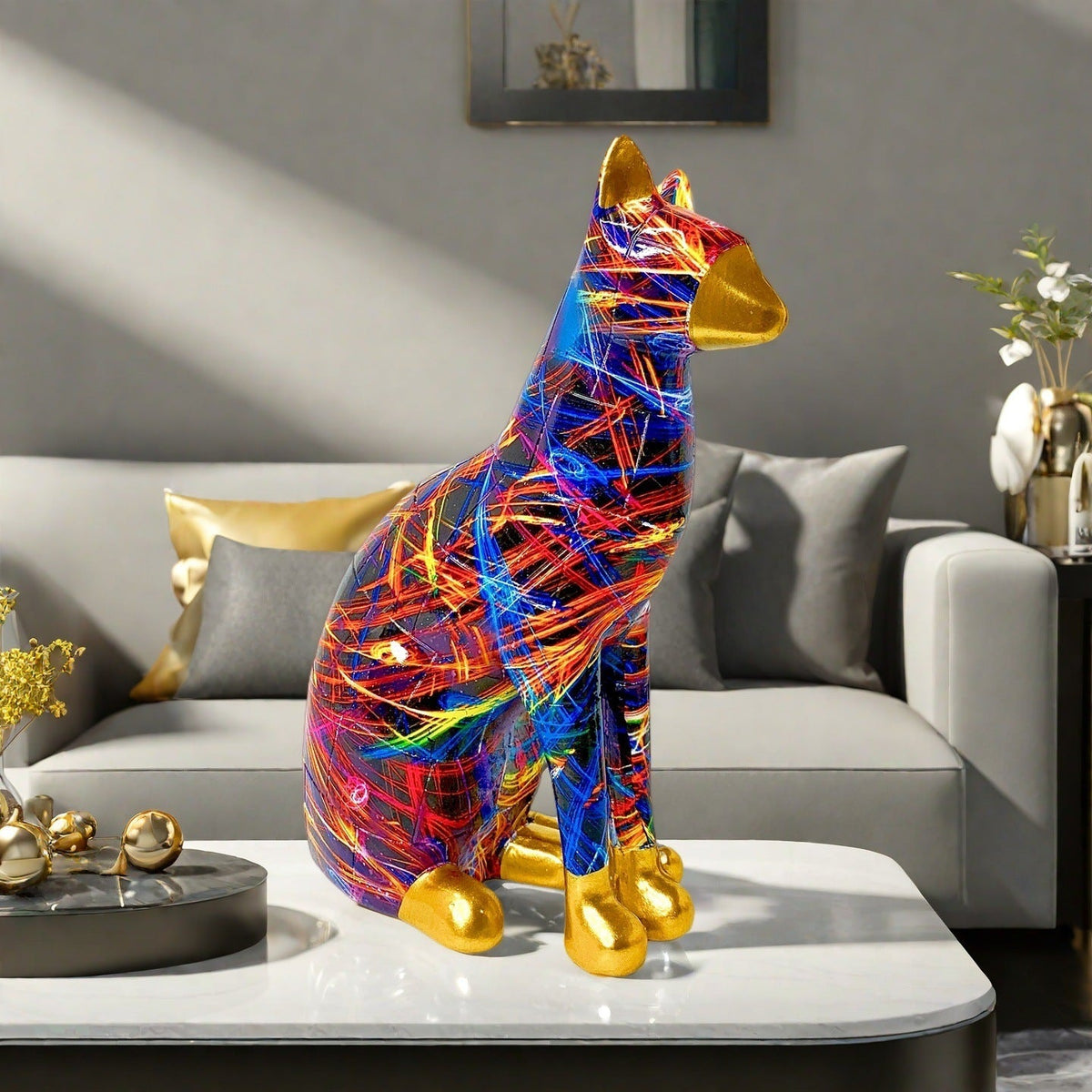 Decorative Cat Statue in Modern Art Style | Thrascher