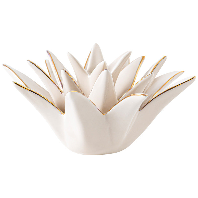 Decorative Ceramic Bowl Vanilla White Silver Fir Blue | Thrascher