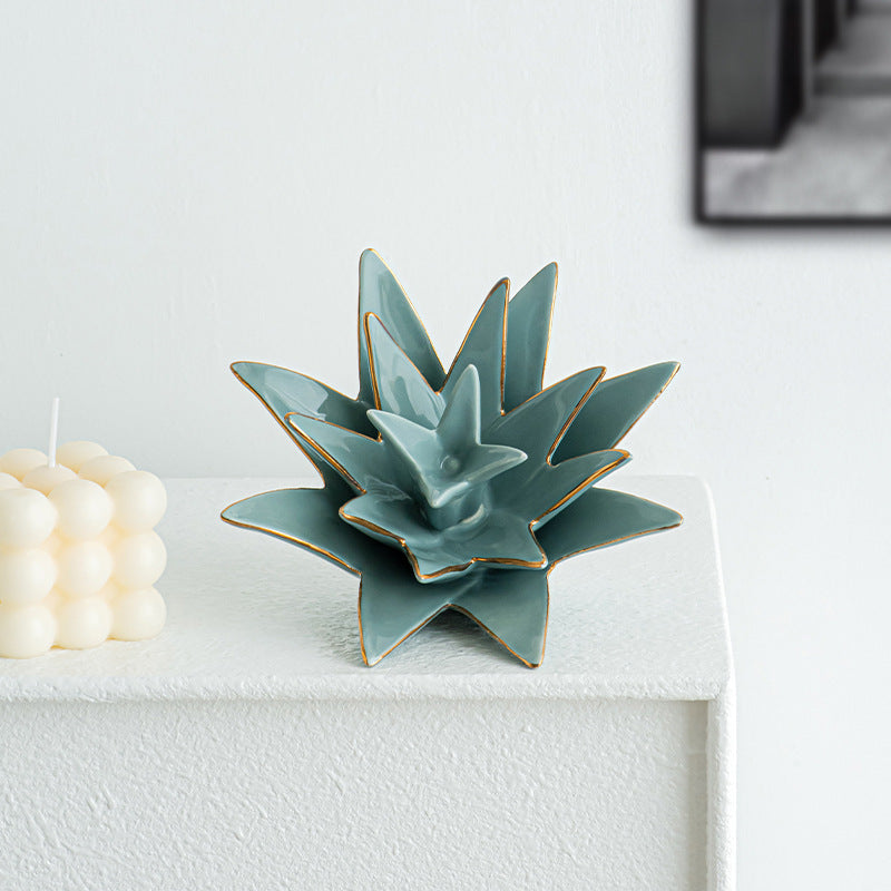 Decorative Ceramic Bowl Vanilla White Silver Fir Blue | Thrascher