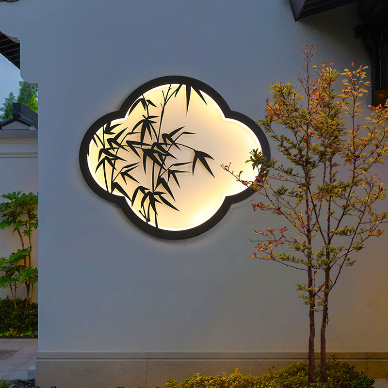 Decorative Cloud-Shaped LED Wall Lamp with Bamboo Silhouette | Thrascher