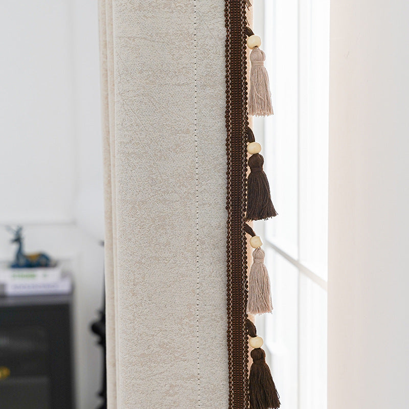 Decorative Curtain with Tassel Trim | Thrascher
