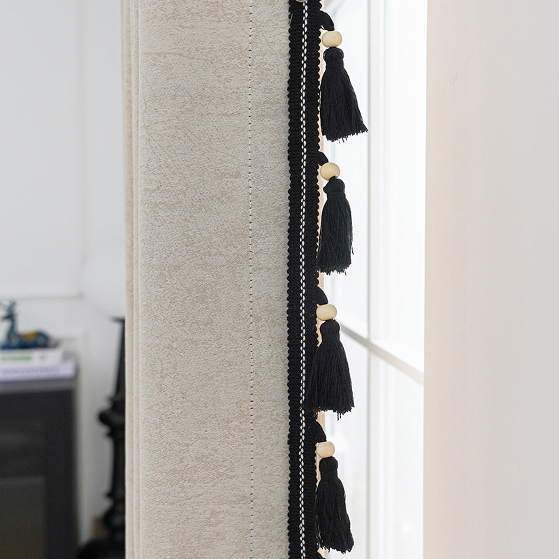 Decorative Curtain with Tassel Trim | Thrascher