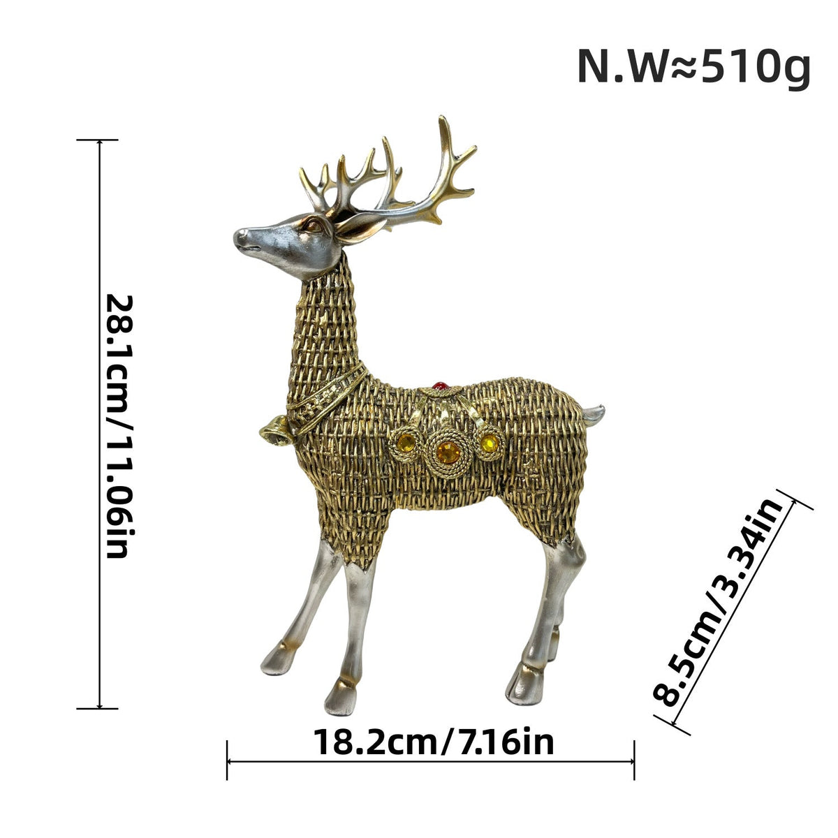 Decorative Deer Figurine with Glitter Details | Thrascher