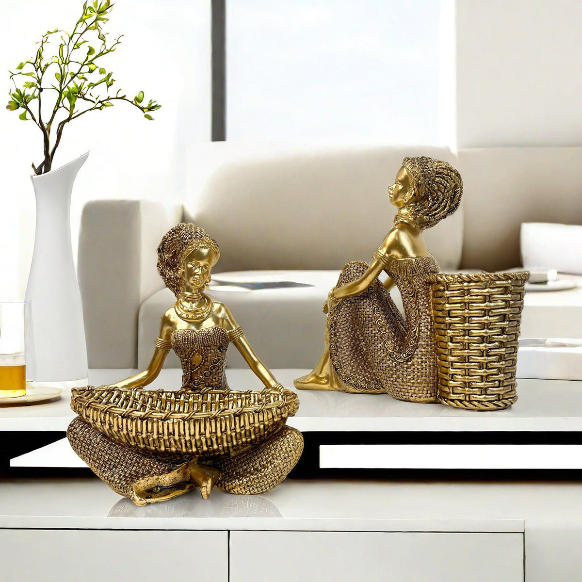 Decorative Deer Figurine with Glitter Details | Thrascher